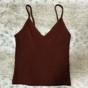 Topshop Brown Ribbed Camisole